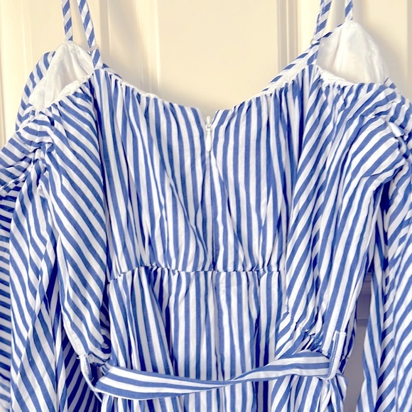 Like new! Bardot Paloma Striped Midi Dress Off the Shoulder - Picture 10 of 12